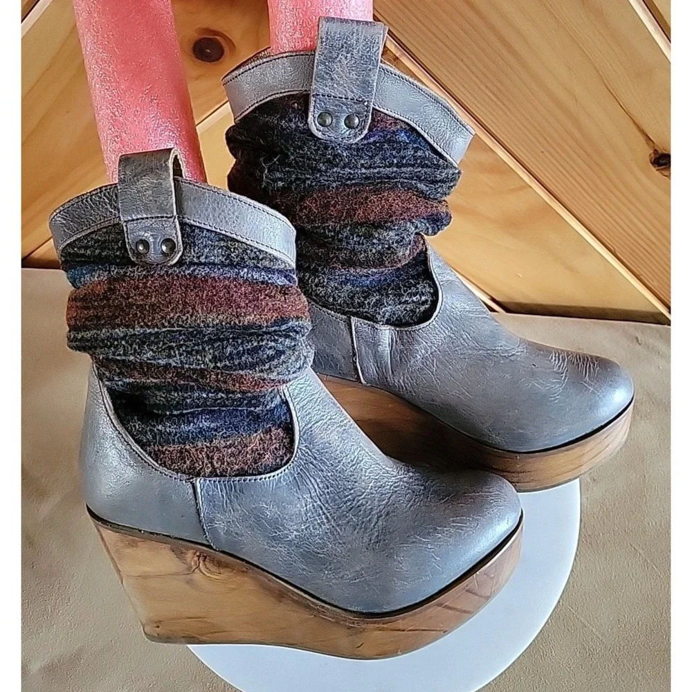 Bed Stu Bruges II Leather Wedge Slouchy Boots in the‎ 
